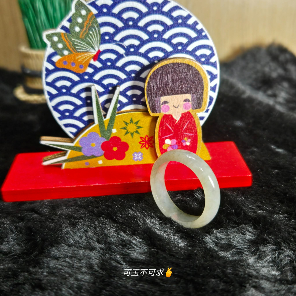 緬甸 A貨 20.02mm 淺烏雞 帶黃 水墨畫 戒圈 戒指 玉戒 指環 飾品 生日 父親節 聖誕 禮物 A0086-細節圖8