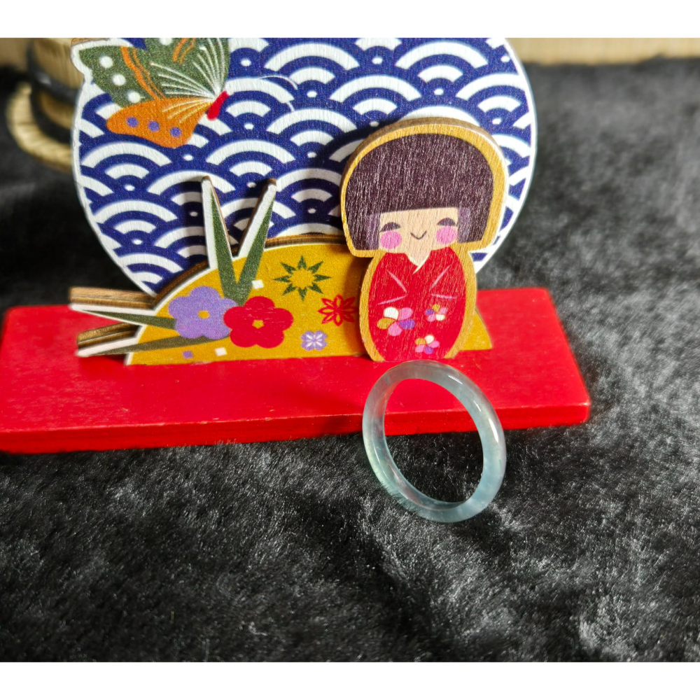 A貨 17.90mm 危 藍水 戒圈 戒指 玉戒 指環 尾戒 飾品 生日 新年 父親節 禮物 收藏 擺飾 A0015-細節圖3