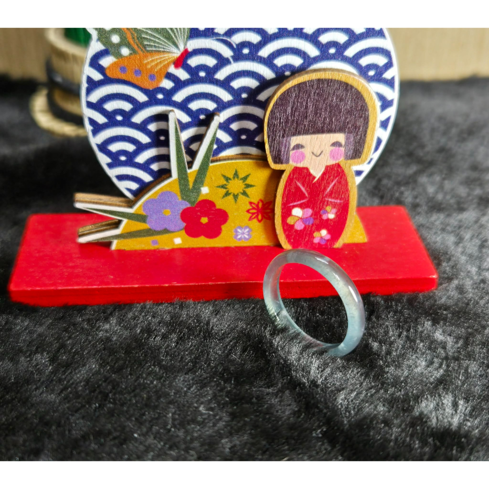 A貨 17.90mm 危 藍水 戒圈 戒指 玉戒 指環 尾戒 飾品 生日 新年 父親節 禮物 收藏 擺飾 A0015-細節圖5