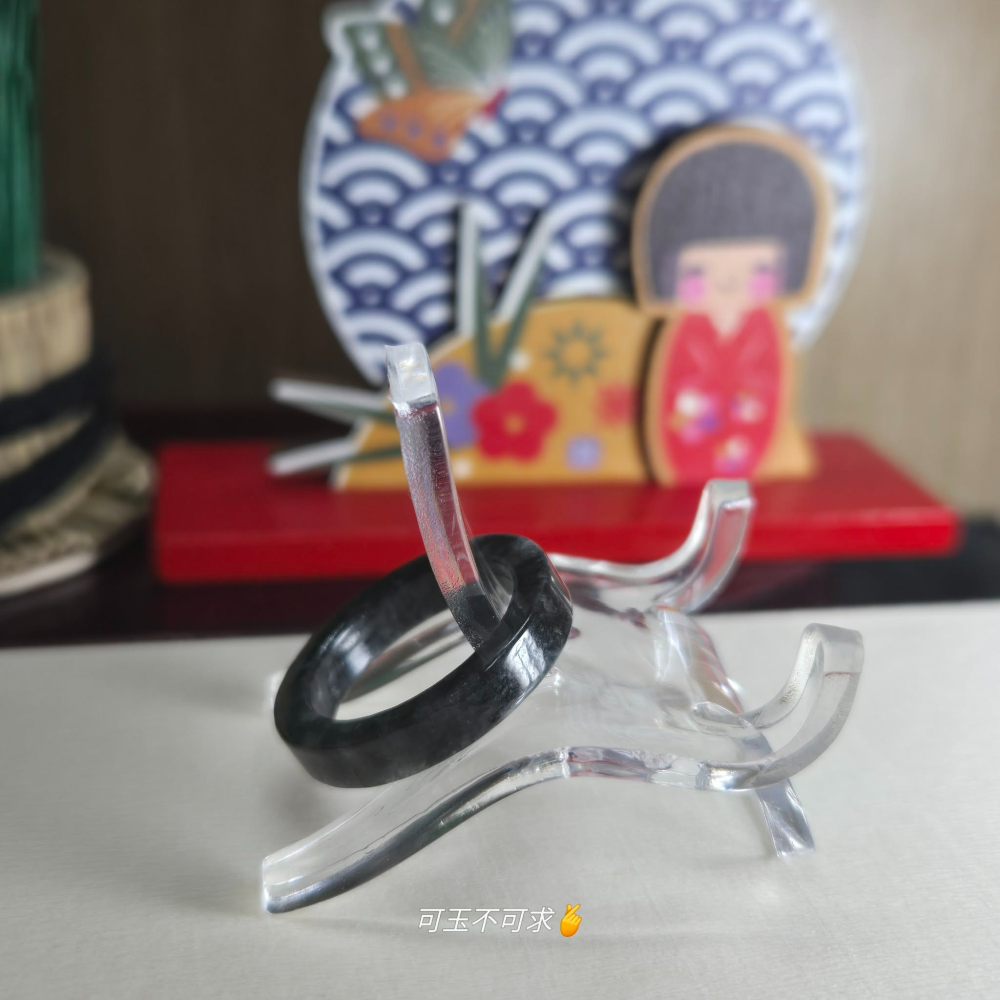 緬甸 A貨 16.01mm 深烏雞 方戒 戒圈 戒指 玉戒 尾戒 指環 飾品 生日 父親節 聖誕 禮物 收藏 A0087-細節圖3