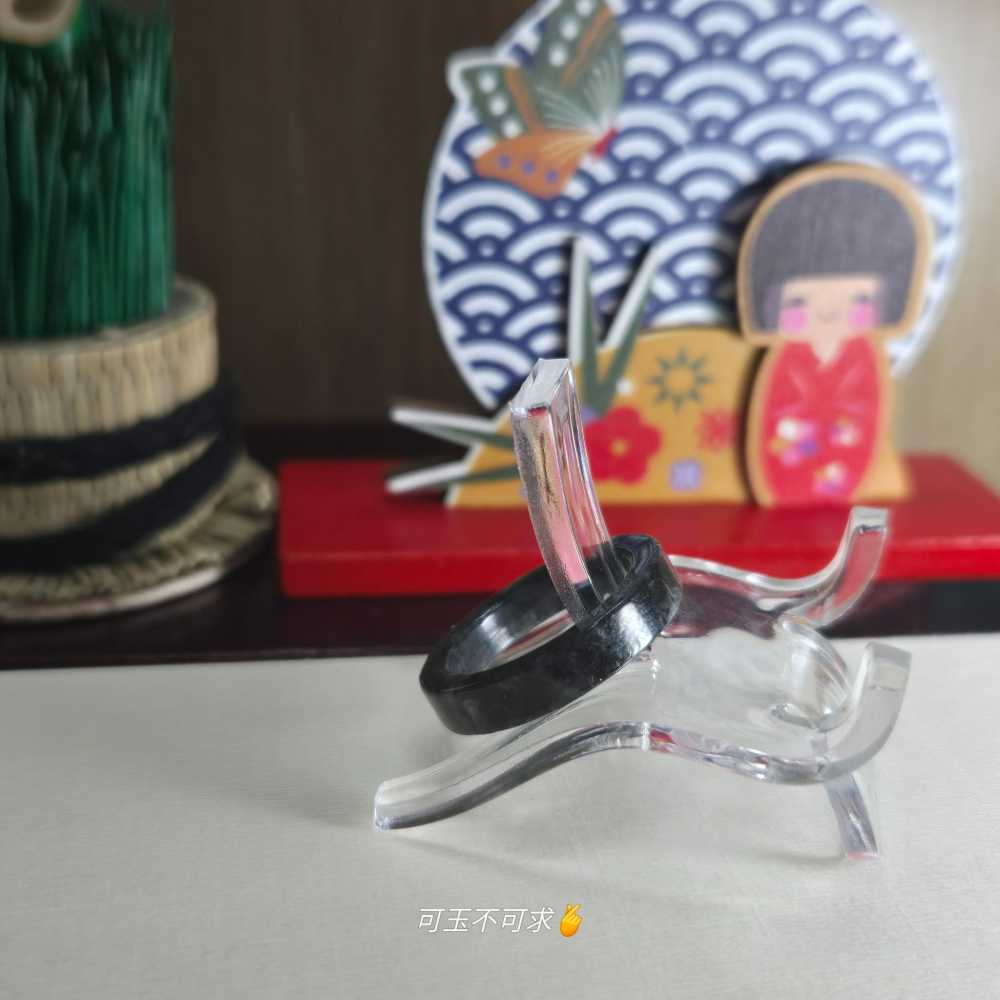 緬甸 A貨 16.01mm 深烏雞 方戒 戒圈 戒指 玉戒 尾戒 指環 飾品 生日 父親節 聖誕 禮物 收藏 A0087-細節圖8