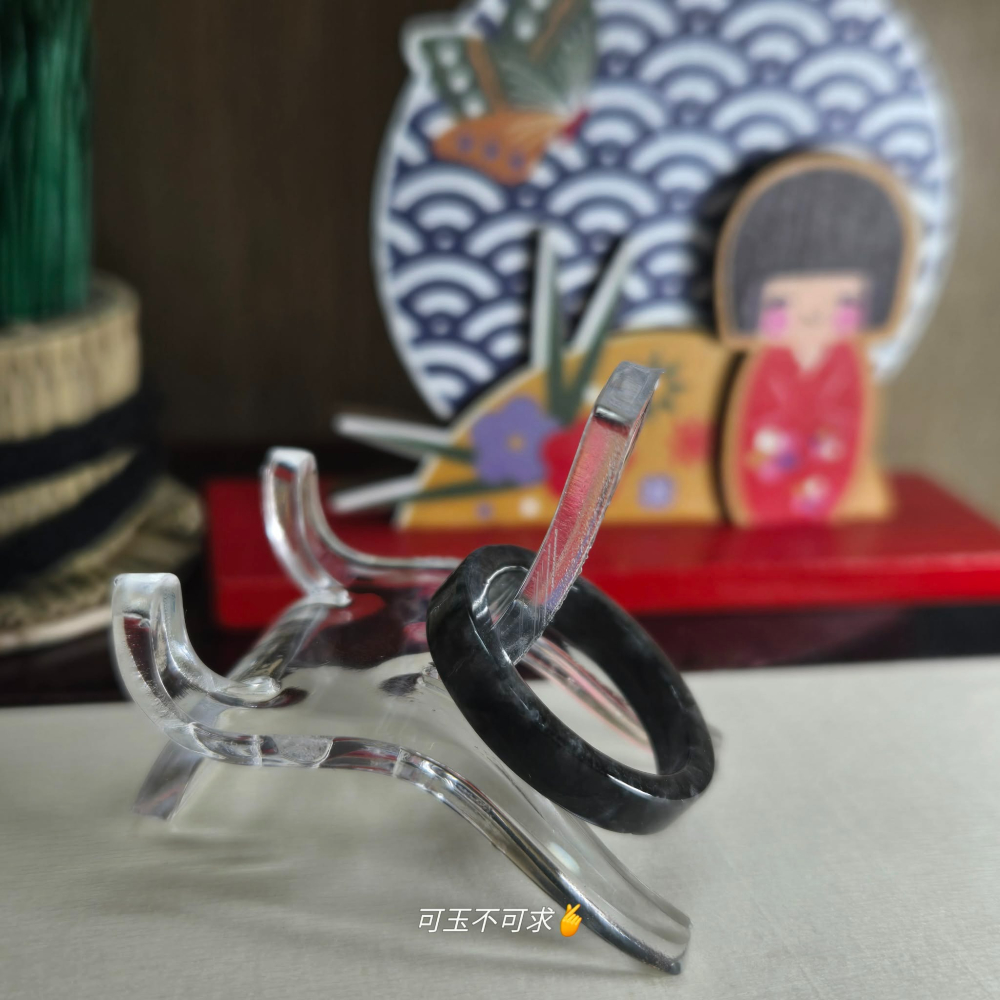 緬甸 A貨 17.05mm 深烏雞 方戒 戒圈 戒指 玉戒 尾戒 指環 飾品 生日 父親節 聖誕 禮物 收藏 A0088-細節圖2