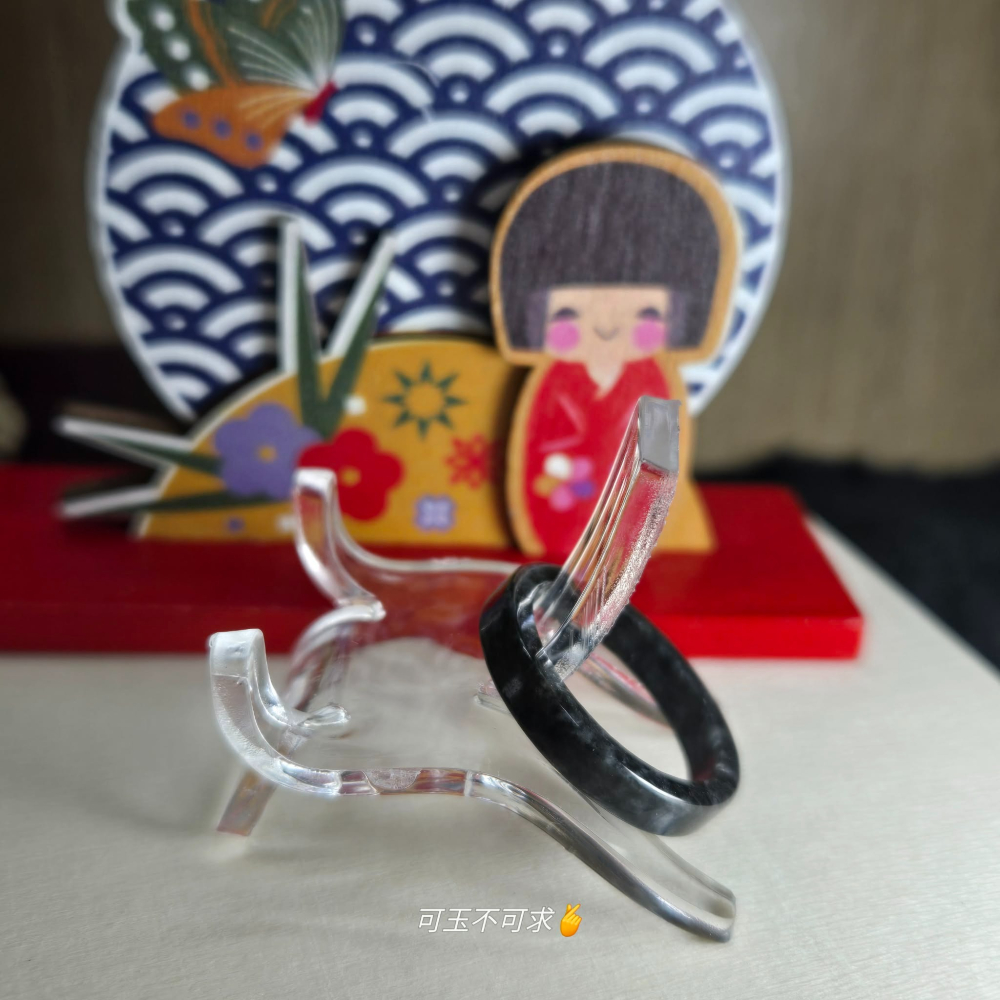 緬甸 A貨 18.08mm 深烏雞 方戒 戒圈 戒指 玉戒 尾戒 指環 飾品 生日 父親節 聖誕 禮物 收藏 A0089-細節圖6