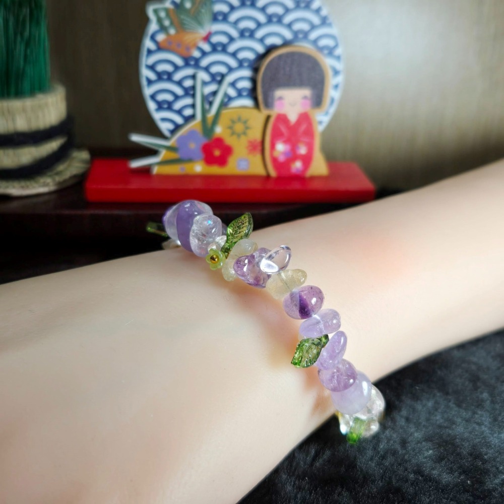 全新 手圍14~19 紫水晶 黃水晶 手環 手鍊 手串 飾品 生日 2月 誕生石 聖誕 情人節 畢業 禮物 A0091-細節圖3