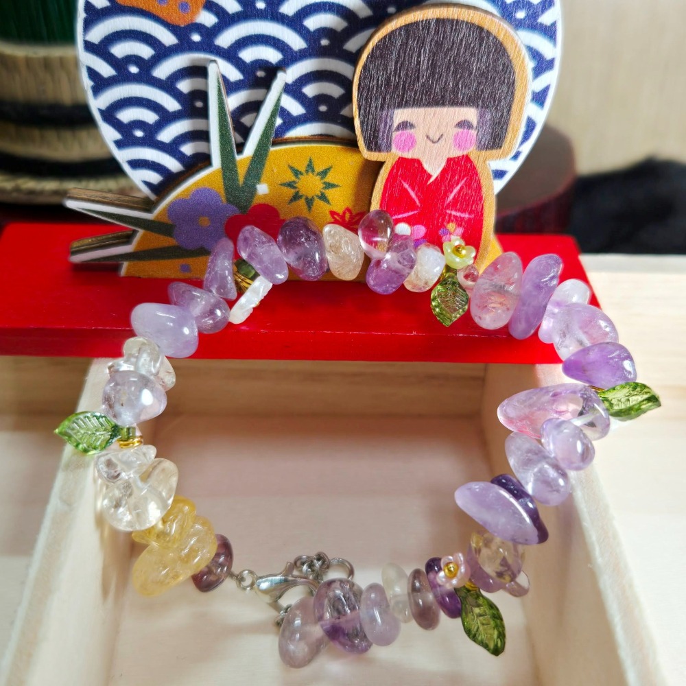 全新 手圍14~19 紫水晶 黃水晶 手環 手鍊 手串 飾品 生日 2月 誕生石 聖誕 情人節 畢業 禮物 A0091-細節圖5