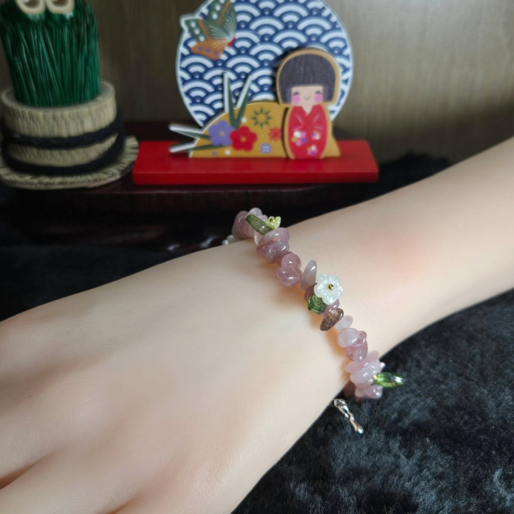 全新 溫柔 優雅 粉紫晶 手環 手鍊 手串 百元 飾品 2月 生日 聖誕 情人節 畢業 交換 開運 禮物 A0093-細節圖2