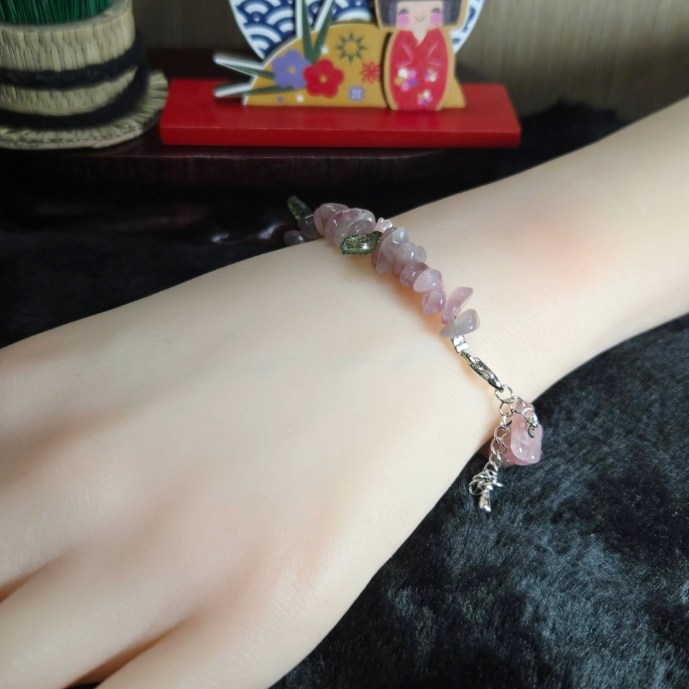 全新 溫柔 優雅 粉紫晶 手環 手鍊 手串 百元 飾品 2月 生日 聖誕 情人節 畢業 交換 開運 禮物 A0093-細節圖3