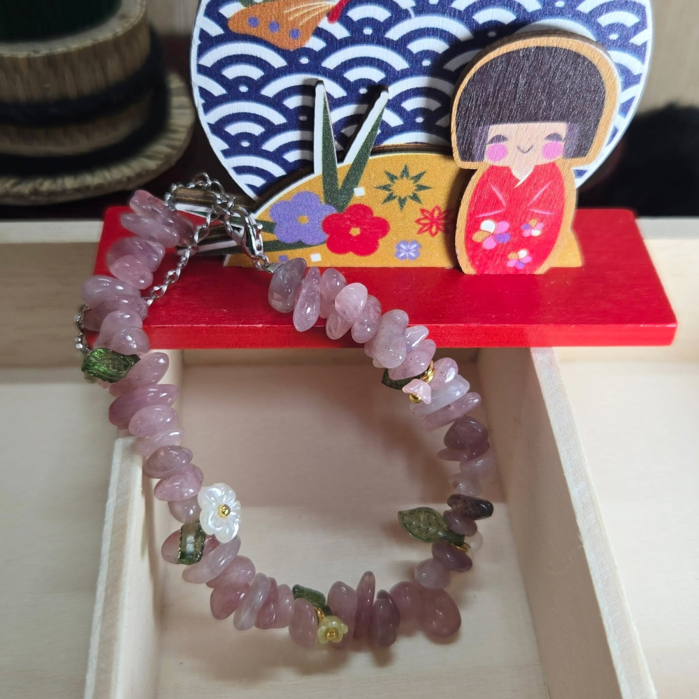 全新 溫柔 優雅 粉紫晶 手環 手鍊 手串 百元 飾品 2月 生日 聖誕 情人節 畢業 交換 開運 禮物 A0093-細節圖4