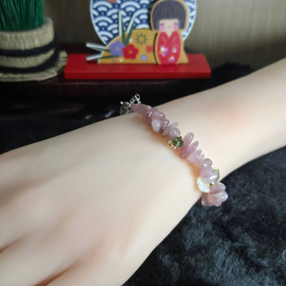 全新 溫柔 優雅 粉紫晶 手環 手鍊 手串 百元 飾品 2月 生日 聖誕 情人節 畢業 交換 開運 禮物 A0093-細節圖6