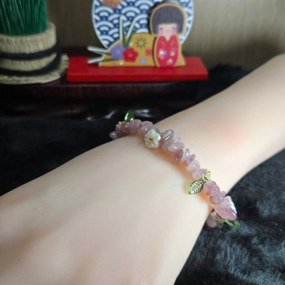 全新 溫柔 優雅 粉紫晶 手環 手鍊 手串 百元 飾品 2月 生日 聖誕 情人節 畢業 交換 開運 禮物 A0093-細節圖7