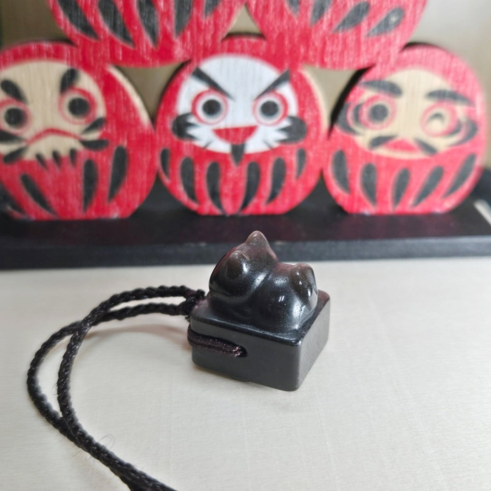 可愛 小貓 貓咪 貓爪 銀曜石 印章 擺飾 百元 飾品 項鍊 吊飾 生日 情人節 畢業 交換 開運 禮物 A0095-細節圖3