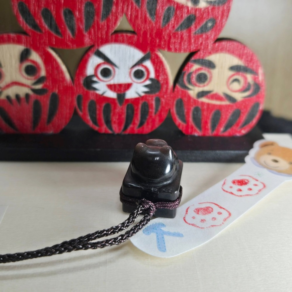 可愛 小貓 貓咪 貓爪 銀曜石 印章 擺飾 百元 飾品 項鍊 吊飾 生日 情人節 畢業 交換 開運 禮物 A0095-細節圖5