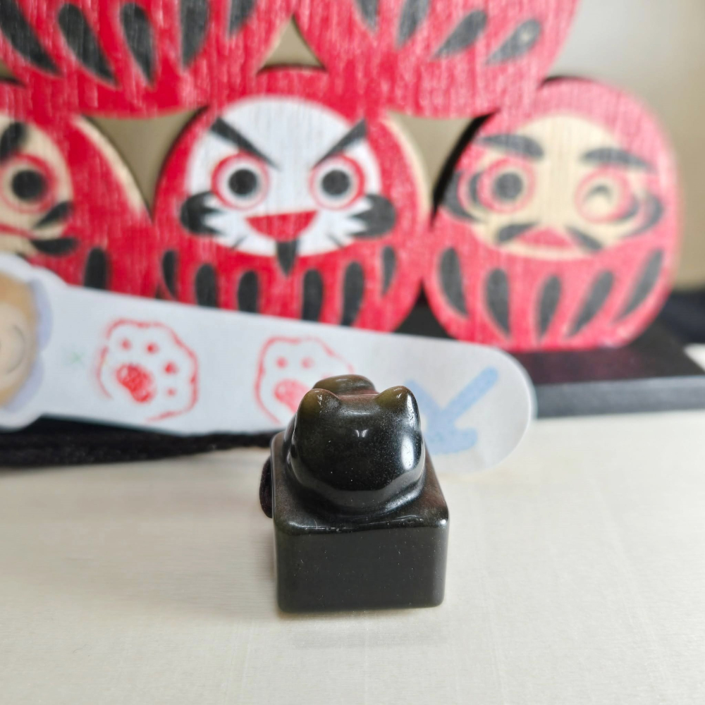 可愛 貓咪 貓爪 金曜石 印章 擺飾 百元 飾品 項鍊 吊飾 生日 聖誕 情人節 畢業 交換 開運 禮物 A0096-細節圖3