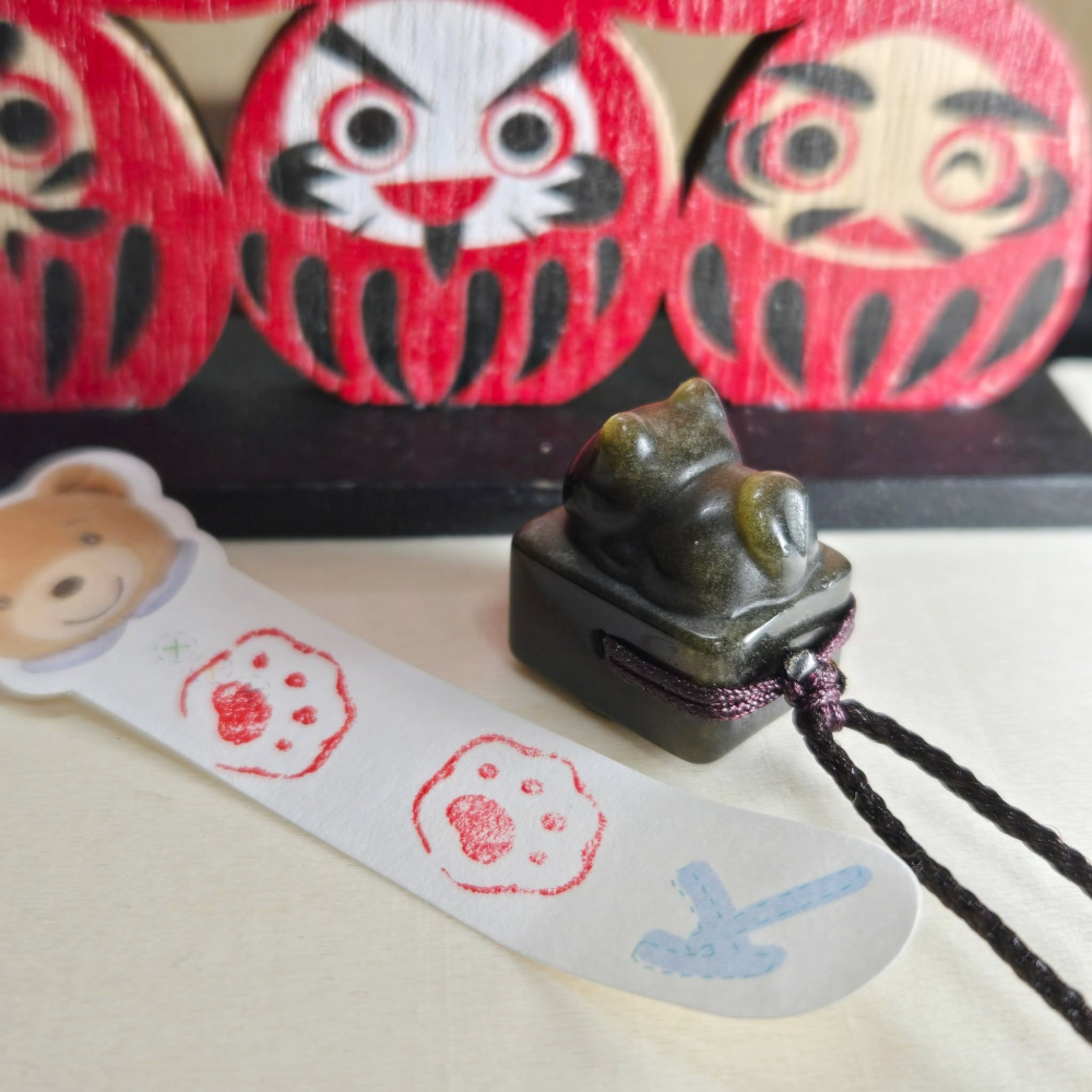 可愛 貓咪 貓爪 金曜石 印章 擺飾 百元 飾品 項鍊 吊飾 生日 聖誕 情人節 畢業 交換 開運 禮物 A0096-細節圖4