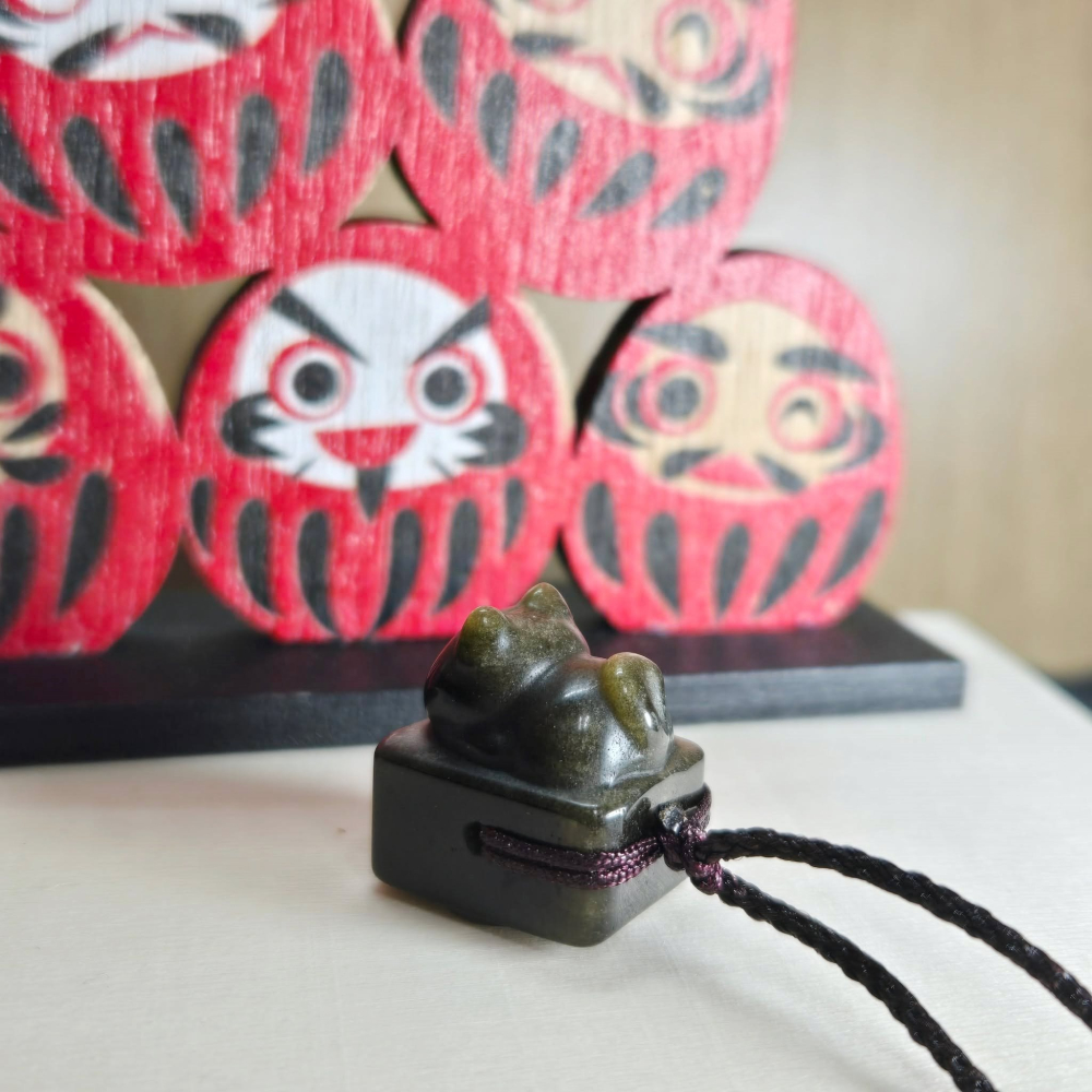 可愛 貓咪 貓爪 金曜石 印章 擺飾 百元 飾品 項鍊 吊飾 生日 聖誕 情人節 畢業 交換 開運 禮物 A0096-細節圖6