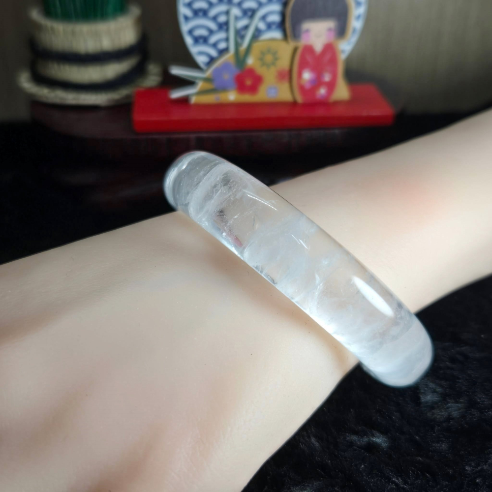 ｜藏如雲霧，自成空靈｜58.25mm 白幽靈 平安鐲 手鐲 飾品 生日 聖誕 情人節 畢業 交換 禮物 C0026-細節圖4