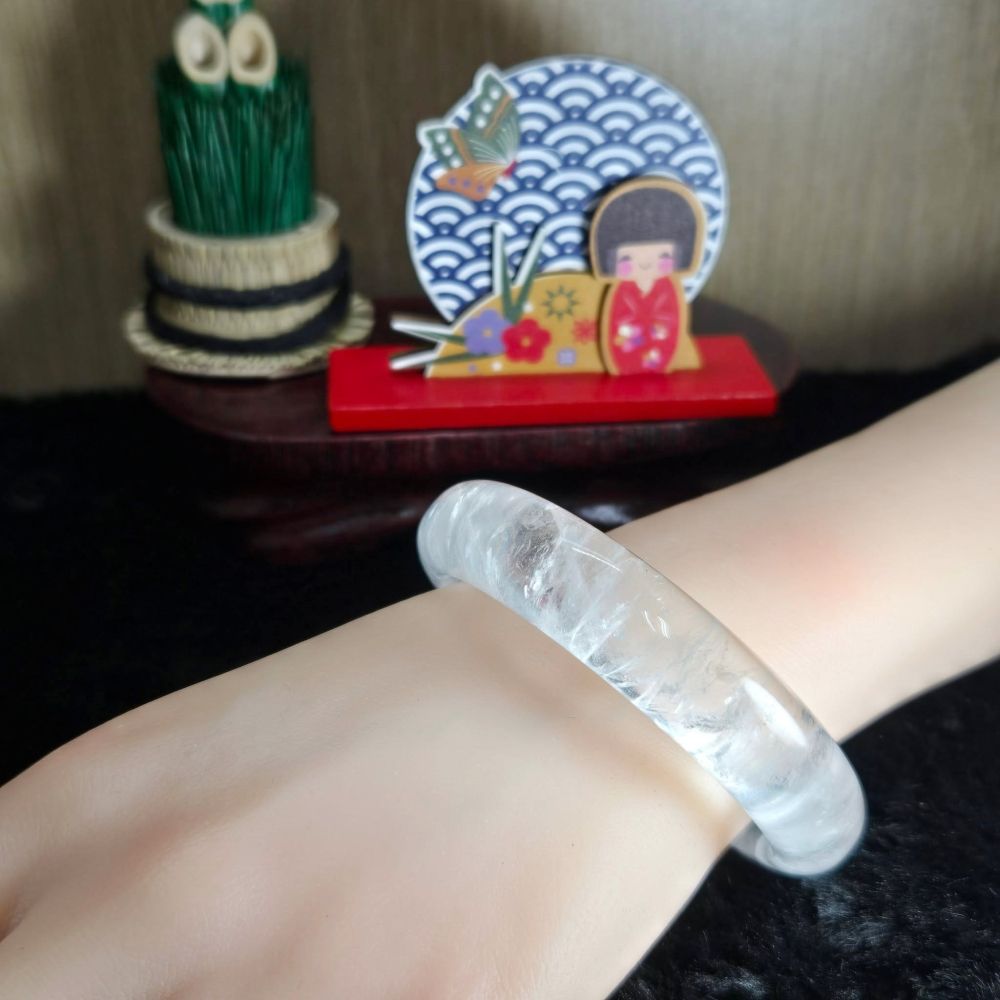 ｜藏如雲霧，自成空靈｜58.25mm 白幽靈 平安鐲 手鐲 飾品 生日 聖誕 情人節 畢業 交換 禮物 C0026-細節圖5