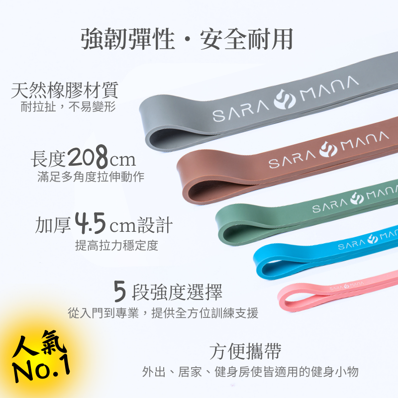 🔥加厚耐用🔥【SARA MANA】乳膠彈力帶 健身拉力帶 力量訓練 阻力帶 居家健身 塑型-細節圖3