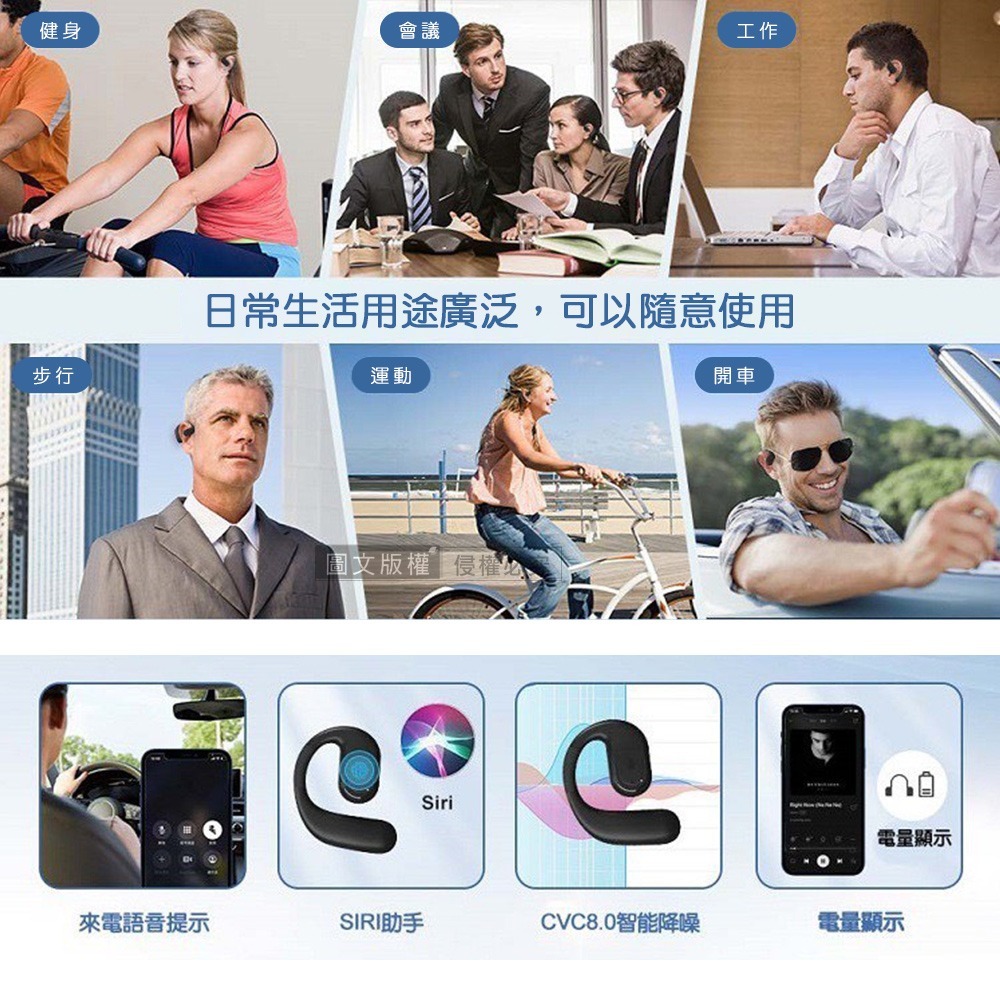 威力家 EAiR 長續航耳掛式藍牙耳機 180°旋轉 左右耳通用 藍牙V5.4/CVC降噪/IPX7防水(單耳)-細節圖9