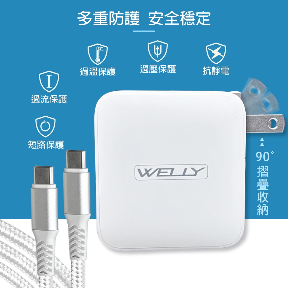 威力家 WELLY 140W氮化鎵GaN 至尊版 四孔輸出極速充電組合包(充電頭+充電線) 附收納袋-細節圖8