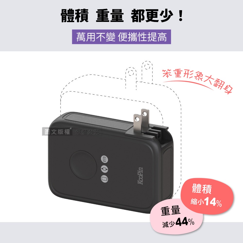 威力家 KooPin 10000mAh SSB安全固態電芯 八合一無線磁吸行動電源 隱形支架/AC插頭 附掛繩充電線-細節圖8