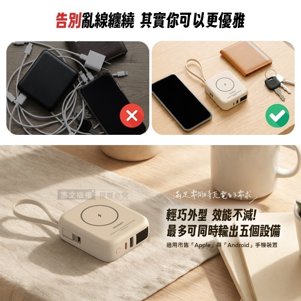 威力家 POLYBATT 安全新型SSB固態行動電源 10000mAh 無線磁吸/電量顯示/自帶雙線 台灣製造-細節圖8