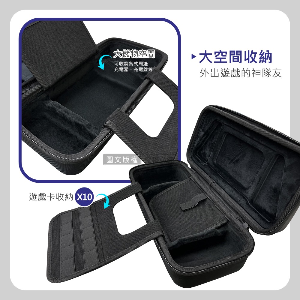 威力家 鎧甲防護 玩家必買款 Switch 2 3D硬殼防摔抗壓 大容量收納包 手提外出包-細節圖3