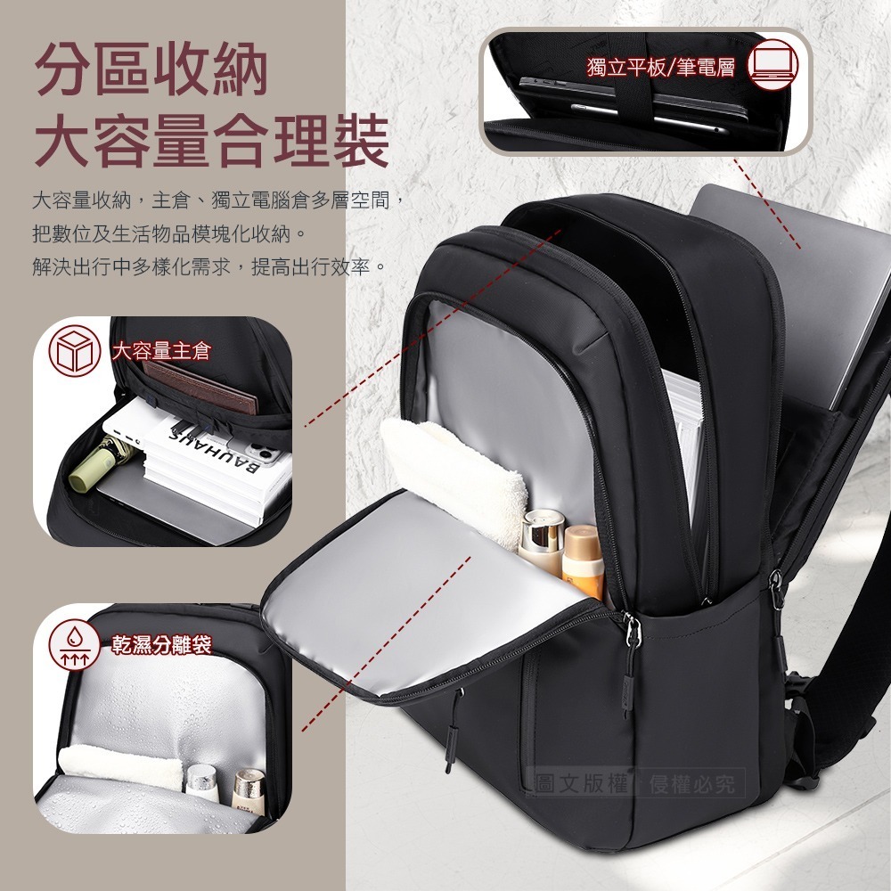 威力家 Simple One 極簡日用包 15.6吋 通勤旅行雙用 防潑水大容量筆電後背包-細節圖3