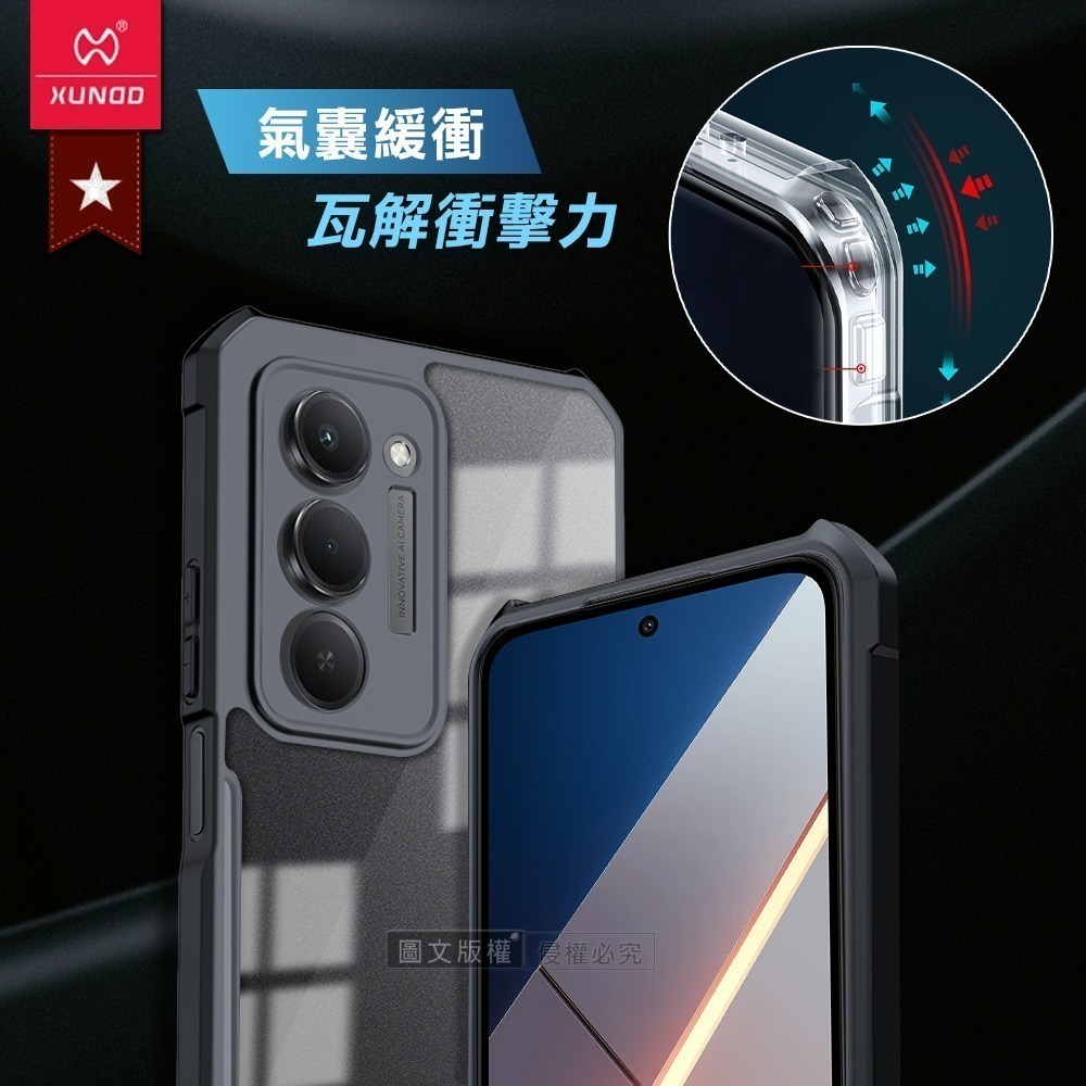 威力家 XUNDD訊迪 軍事防摔 POCO M8s 5G 鏡頭全包覆 清透保護殼 手機殼(夜幕黑)-細節圖2