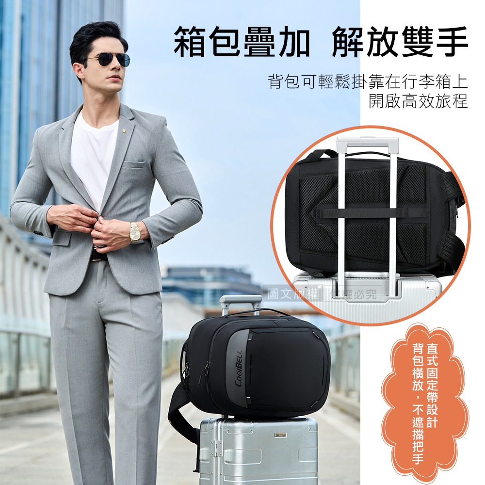 威力家 15.6吋 流線圓弧外觀 大容量透氣減壓 機能後背包 橫式手提-細節圖5