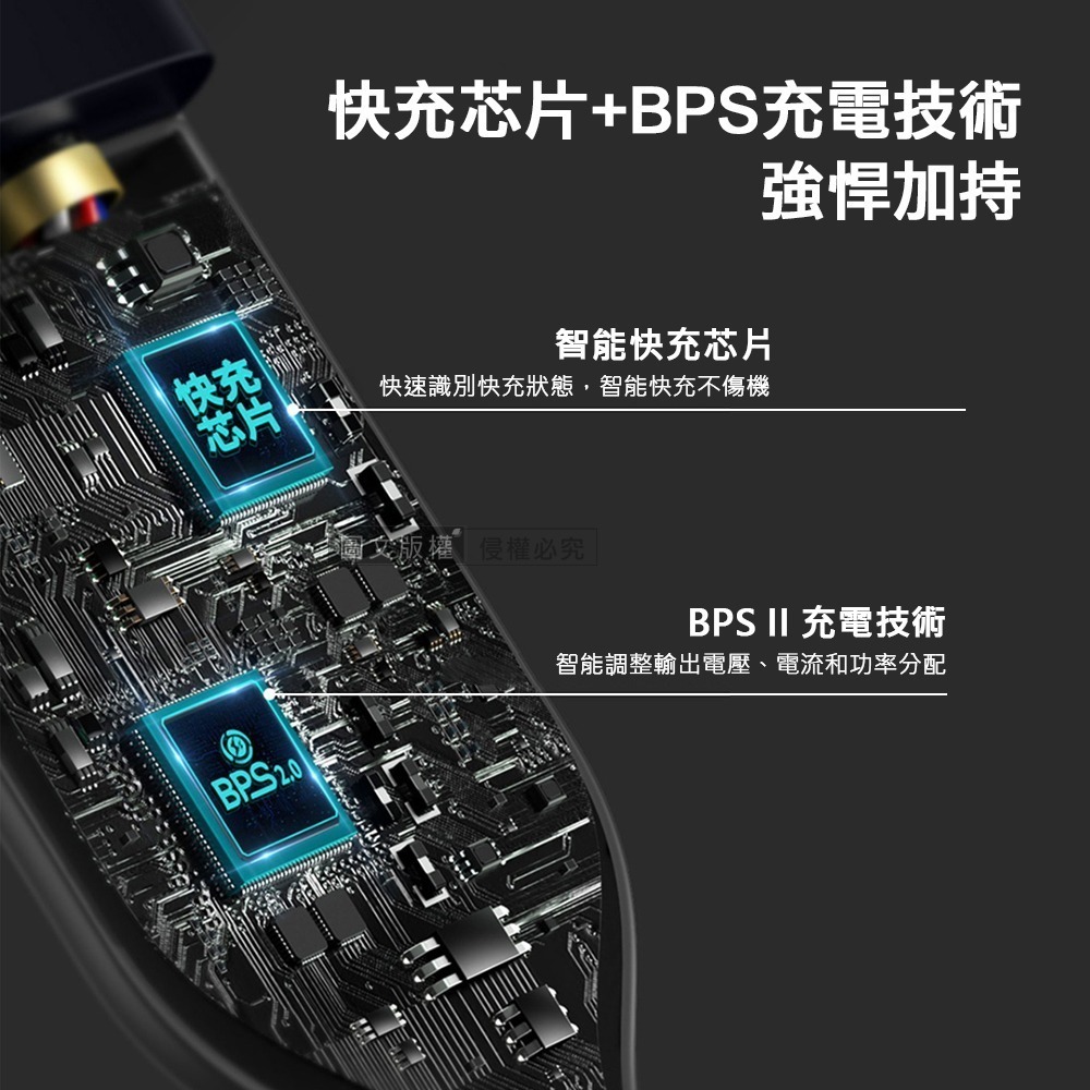 威力家 100W 一拖二超大功率快充線 Type-C to Type-C+Lightning 二合一編織充電線1.2M-細節圖5