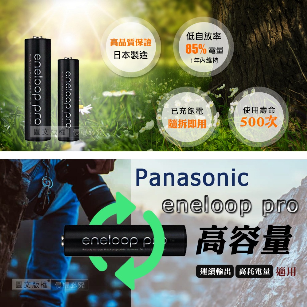 威力家【Panasonic 國際牌】BQ-CC55疾速智控4槽充電器+eneloop pro鎳氫充電電池 4號2顆套裝-細節圖4