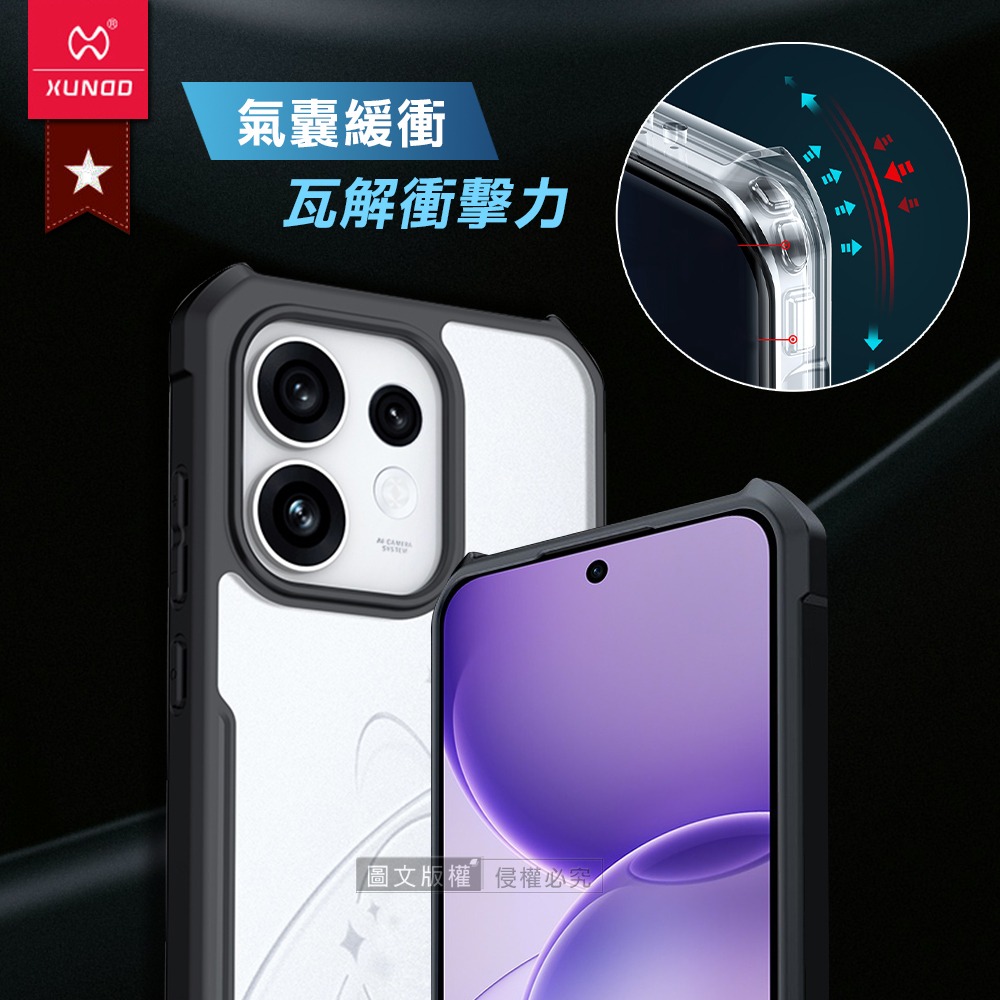 威力家 XUNDD訊迪 軍事防摔 OPPO Reno16/16 Pro 鏡頭全包覆 清透保護殼 手機殼(夜幕黑)-細節圖2