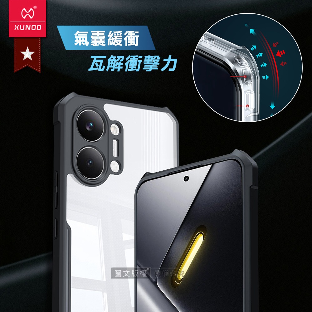 威力家 XUNDD訊迪 軍事防摔 POCO X8 Pro Max 鏡頭全包覆 清透保護殼 手機殼(夜幕黑)-細節圖2