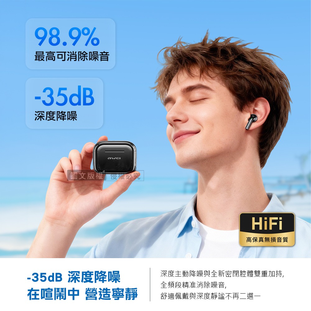 威力家 Mini彩漾 ANC主動降噪 TWS真藍牙耳機 藍牙V6.0/IPX6防水防汗/HiFi音質-細節圖4