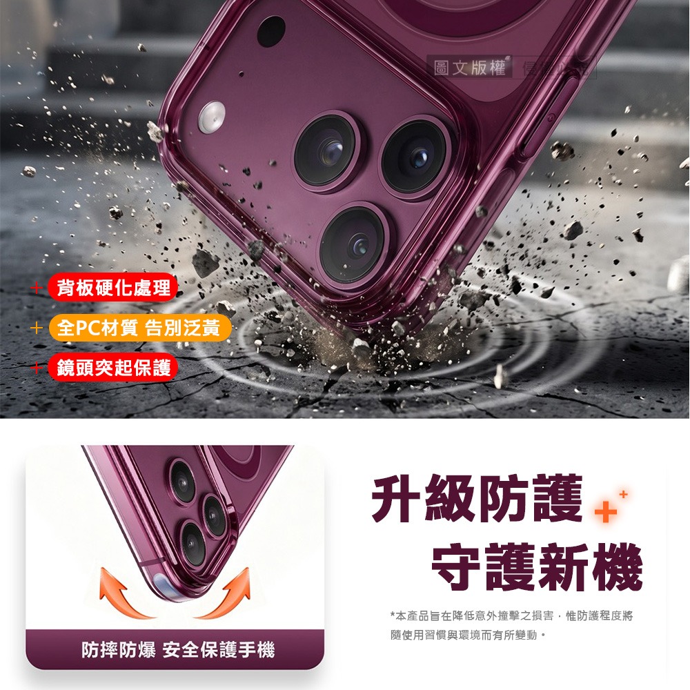 威力家 晶磁清透 iPhone 18 Pro 抗發黃保護殼 磁吸防摔手機殼-細節圖5