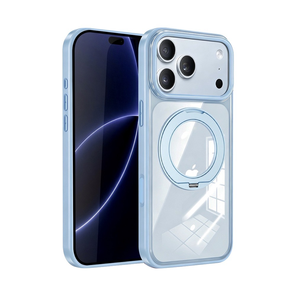 威力家 VOORCA 夢幻糖果360系列 iPhone 18 Pro N52晶透磁吸殼 360度旋轉支架手機殼 保護殼-冰川淺藍