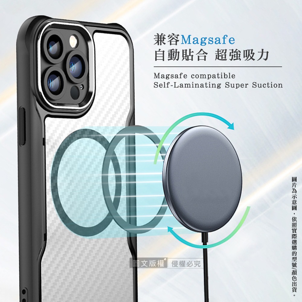 威力家 領先Pro iPhone 18 Pro 鋁合金鏡頭框 碳纖紋磁吸防摔殼 手機殼-細節圖5