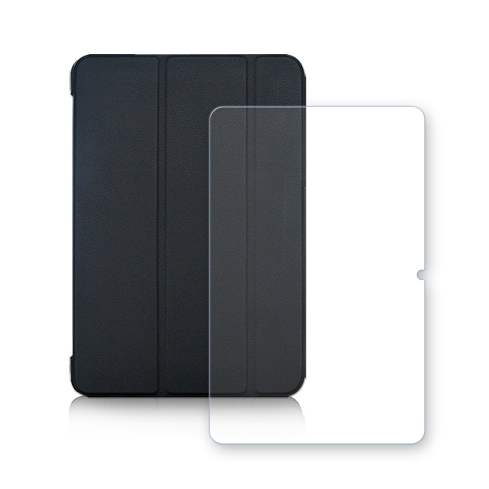 威力家 VXTRA聯想Lenovo Idea Tab Pro Gen 2 TB390FU 13吋經典皮紋三折皮套+玻璃貼-科幻黑