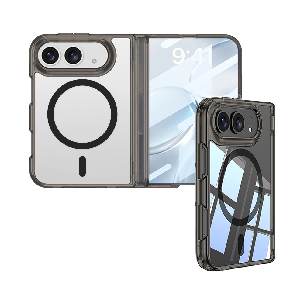 威力家 iPhone Duo 殼膜一體 轉軸全包覆 晶透磁吸保護殼 手機殼-透黑