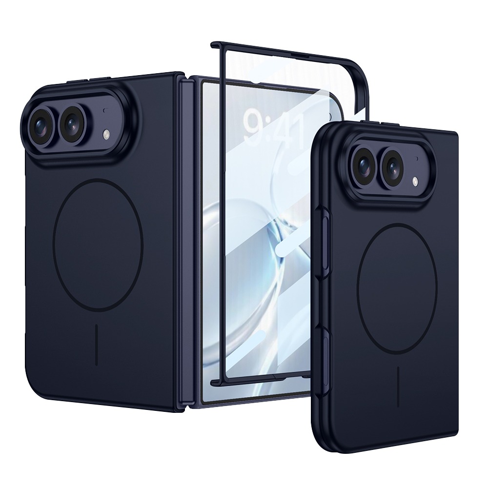 威力家 iPhone Duo 殼膜一體 鏡頭加高保護 磁吸膚感保護殼 手機殼-冷夜藍