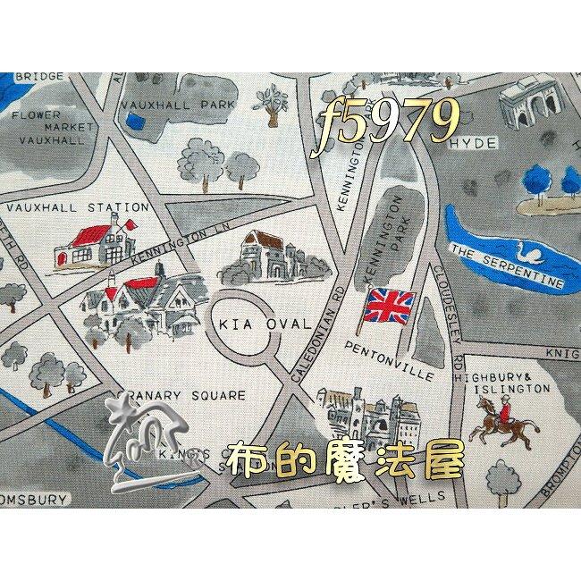 【布的魔法屋】f5979異國風卡其 倫敦地圖 英國風 純棉布料moda進口布料(日本產/拼布布料/拼布材料/縫紉布料)-細節圖2