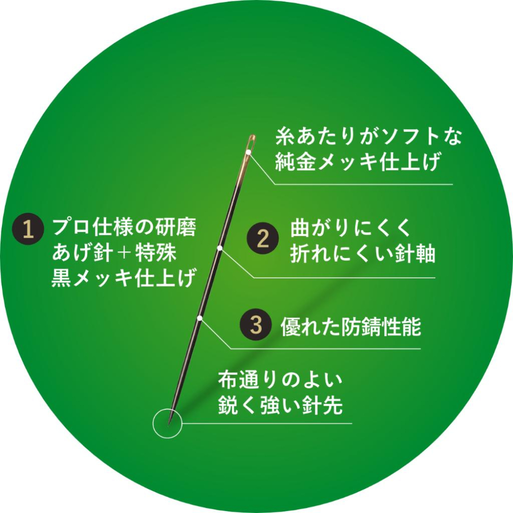 【布的魔法屋】d1523-4日本製 可樂牌黑金剛-3種綜合手縫壓線針 黑壓棉針拼布壓線黑針黑系列 壓線用綜合針 綜合針-細節圖4