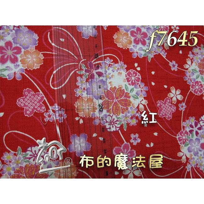 【布的魔法屋】f7645日式和風.紅色純棉布料日本進口布料(拼布布料/拼布材料/手工藝材料/可作拼布包包/和風花)-細節圖2