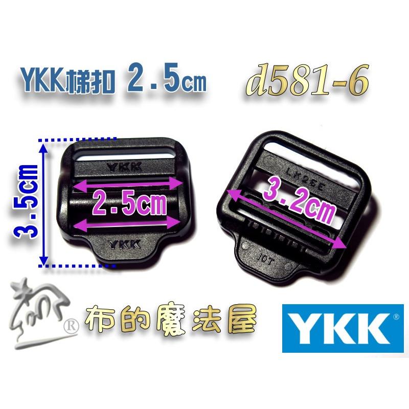 【布的魔法屋】d581-6黑色2入組2.5cm塑鋼YKK扣具梯扣 日本YKK高品質扣具 樓梯釦梯形扣 目字扣背包扣調整扣-細節圖2