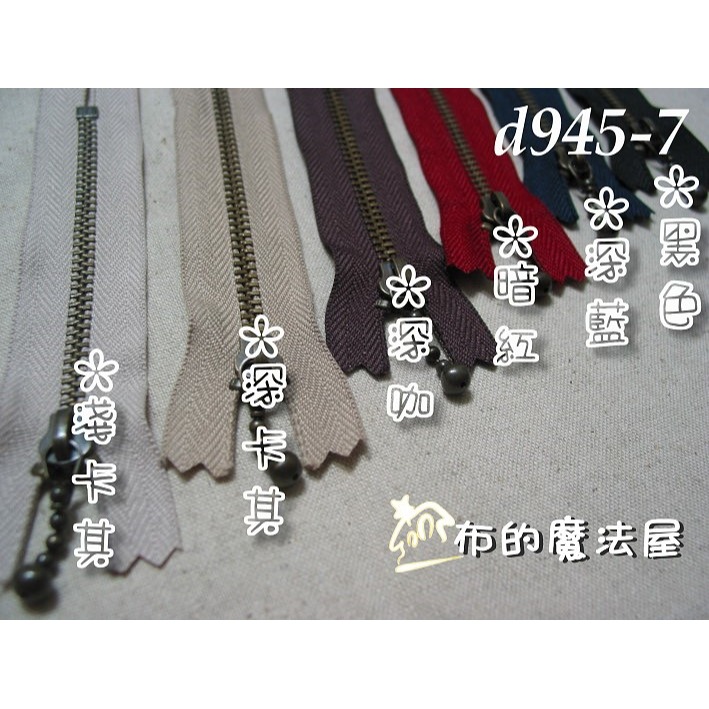 ykk拉鍊-【布的魔法屋】d945-7 (17.8cm)日本鏈珠頭ykk金屬拉鍊 拼布鏈 ykk金屬拉鏈-細節圖2