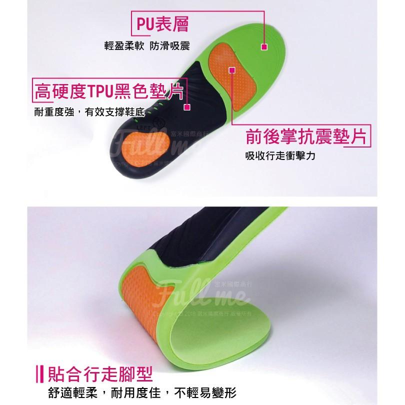 機能足弓運動鞋墊 行軍鞋墊 扁平足支撐 高足弓填補 久站久走 包覆腳掌 穩固腳跟 前掌緩衝 腳跟減壓 富米鞋墊鞋材專賣店-細節圖6