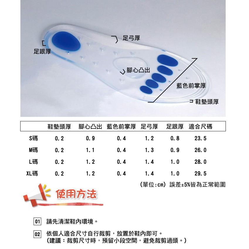 矽膠鞋墊 足弓支撐腳窩鞋墊 久站久走 前掌腳心減壓 足弓支撐 腳跟緩衝 彈力吸震 黃金三點分散腳掌壓力 富米鞋墊鞋材專賣-細節圖5