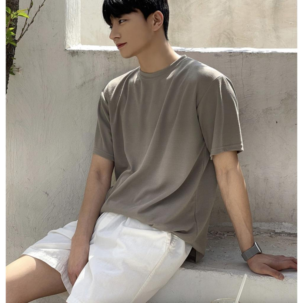 【快速出貨】重磅開衩素t t恤 短袖 素色 男上衣 上衣男 男生衣服 上衣 衣服 棉t 男生衣著 重磅短t-細節圖2