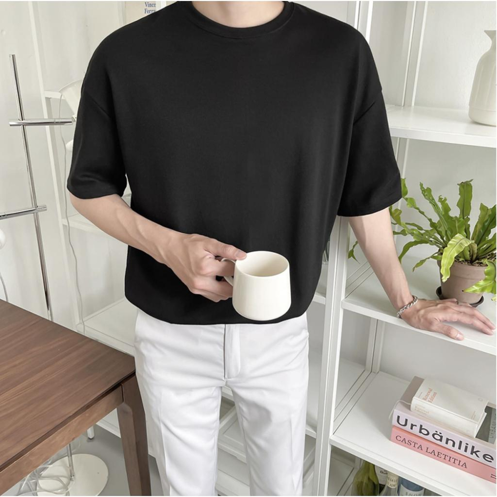 【快速出貨】重磅開衩素t t恤 短袖 素色 男上衣 上衣男 男生衣服 上衣 衣服 棉t 男生衣著 重磅短t-細節圖4